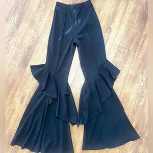 Black Ruffle Bell-Bottoms size Small